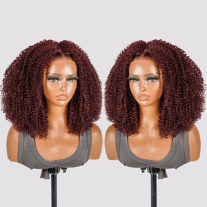 <span class=keywords><strong>Parrucca</strong></span> in Capelli Umani Brasiliani Ricci Afro Rosso Cola, Senza Colla, Chiusura in Pizzo Pretagliata 7x5, Alta Densità, Vendita all'Ingrosso - Product Image 5