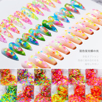 Bojun YB12 Paillettes pour Nail Art Papillon Fluorescentes Néon Couleurs Assorties, Flocons de Paillettes Papillon Creux 3D