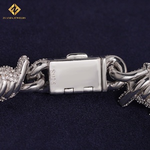 Bracelet en diamant de laboratoire Zuanfa, design filaire tendance, chaîne cubaine, collier et bracelet pour homme, diamant glacé, argent 925 - Product Image 4