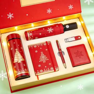 Custom Logo Christmas & New Year Employee Promotional PU Leather Office <b>Gift</b> <b>Set</b> with Personalization - Product Image 3