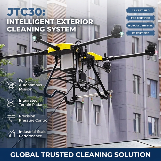JTC30 High Pressure Window Washer Drone Professional Exterior Cleaning UAV with RTK Precision and Radar Obstacle Avoidance
