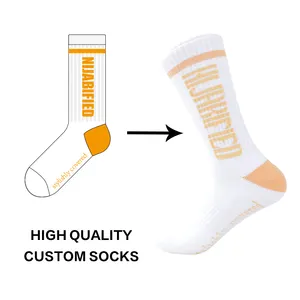 Giá Rẻ Thêu Logo Chống Trượt Terry Trai Thiết Kế Thể Thao Elite Men OEM Tùy Chỉnh Thể Thao Jacquard Bóng Rổ Crew Socks