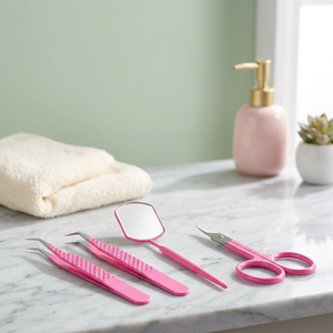 Precision Stainless Steel Eyelash Tweezers <b>Set</b> With Mirror And Scissors For Lash Extension Application Beauty <b>Tools</b> - Product Image 2
