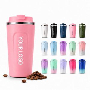 Custom logo 12oz 17oz Insulated Travel Coffee Mug Spill Proof Leak Proof Stainless Steel Reusable Coffee Tumbler <b>Cups</b> with Lid - Product Image 1