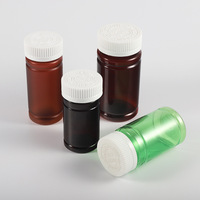Flacon vide en plastique PET ambré sans BPA pour emballage pharmaceutique, flacon à comprimés, petit flacon à médicaments avec bouchon inviolable