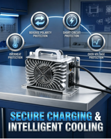 Chargeur de chariot élévateur 48V LNLEE 48V 25A 1500W, chargeur embarqué pour transpalette électrique, charge rapide, boîtier d'alimentation haute fréquence