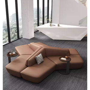 Divano in Pelle Minimalista per Ufficio Vendite, Hall d'Hotel, Area Ricezione Aziendale, Aree d'Attesa Bancarie - Product Image 3