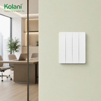 Interruptor de Luz de Pared Kolani Estándar Británico de 4 Botones y 1 Vía, 10AX 250V, 90x86mm, Blanco Brillante, PC, Interruptor de Control de Luz de Cuatro Botones