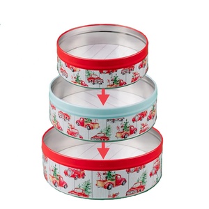 Giáng sinh Cookie tins thiết lập <span class=keywords><strong>3</strong></span> kích cỡ trang trí kim loại làm tổ Container có nắp đậy cho kỳ nghỉ xử lý kẹo SÔCÔLA nhai kẹo cao su - Product Image 3