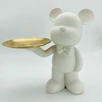 Ornement décoratif en résine blanche, statue d'ours en résine vierge, ours fluide violent avec plateau, plateau de peinture, ours liquide violent