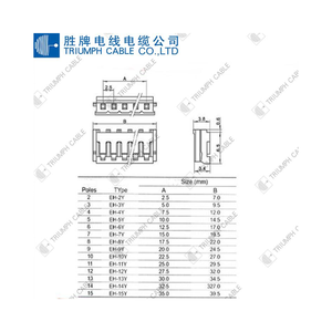 Бесплатный образец на заказ, электрические соединители EH2.5MM 2/<span class=keywords><strong>3</strong></span>/4/5/6/7/8/9 Pin UL1007 20/22/ 24/26/28 AWG, кабель в сборе, жгут проводов - Product Image 6