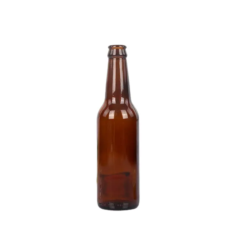 Hot sale cheap price custom amber and clear 330ml empty glass beer bottle with crown cap stocked