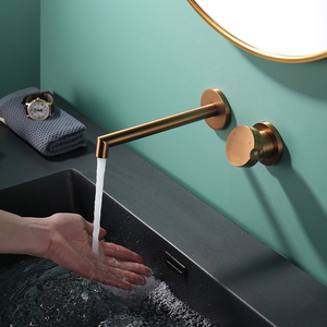 <span class=keywords><strong>Robinet</strong></span> de lavabo mural moderne de luxe en acier inoxydable à trou unique avec noyau de valve en céramique Bec rond et poignée circulaire - Product Image 6