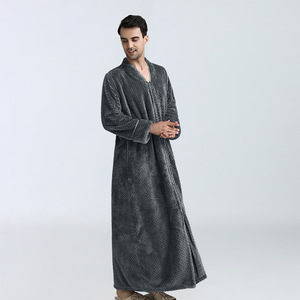 Chemise de nuit d'hiver en flanelle polaire chemise de nuit à fermeture éclair pleine longueur pour femmes robe gaufrée couple pyjamas pour femmes <span class=keywords><strong>peignoir</strong></span> de bain - Product Image 5