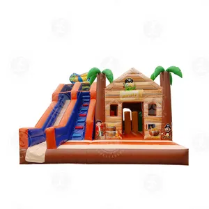 Harga Pabrik Komersial Bouncing House Anak Laki-laki Tema Bajak Laut Melenting Tiup Slide untuk Anak-anak