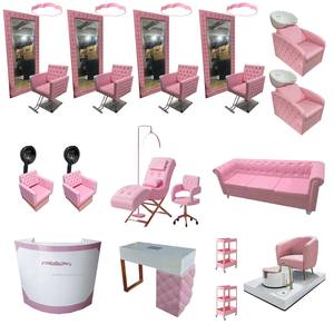 2025 ultimo stile europeo Black & Red Mirror Station rosa Styling sedia Shampoo sedia Set 5 anni di garanzia - Product Image 1
