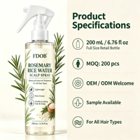 Semprotan Air Beras Rosemary 200ml, Mist Penutrisi Akar Rambut Tanpa Bilas, Ringan Tidak Berminyak Untuk Pemakaian Sehari-hari, OEM ODM Label Pribadi