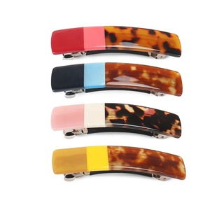 Pinces pour cheveux en acétate et cellule, Barrette rectangulaire classique pour femmes, accessoire de coiffure, à couleur mixte, 1 pièce - Product Image 1