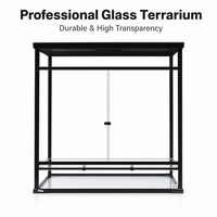 Terrarium en verre pour reptiles avec plateau, double porte coulissante, couvercle hermétique amovible, enclos intérieur large pour gecko léopard