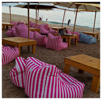 Housse de pouf flottant d'extérieur imperméable anti-UV à rayures pour piscine et plage, sans rembourrage