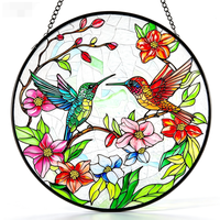 Attrape-soleil en vitrail suspendu pour fenêtre, attrape-soleil colibri de 10 pouces pour intérieur, décoration artistique de fenêtre en verre