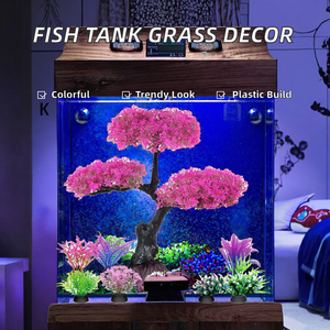Nouveauté 2026 : Plantes artificielles écologiques en plastique pour aquarium, simulation d'herbe décorative pour aquarium carré, vente en gros - Product Image 2