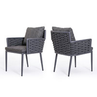 Fauteuil de jardin tressé en corde large, luxe discret, en aluminium inoxydable, pour salle à manger extérieure, villa et balcon