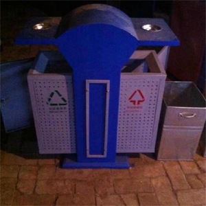 Contenedor de Basura de Acero para Exteriores, Lámina Galvanizada, 80x40x970mm, Contenedor de Reciclaje y Clasificación de Residuos - Product Image 3