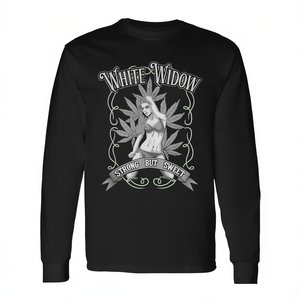 T-shirt a maniche lunghe White Widow con design forte ma dolce, abbigliamento promozionale - Product Image 2