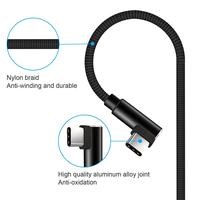 Kabel USB2.0 AM Tipe C Male Sudut Kanan 90 Derajat 1m 2m 3m untuk Pengisian Cepat dan Transfer Data Konsol Game