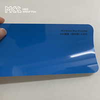 Film adhésif pour voiture Maiqi PET Arrow Blue Gloss Vinyl Wrap, autocollant pour voiture, film de protection, épaisseur 7,5 mil, anti-rayures, sans bulles, avec système d'évacuation d'air