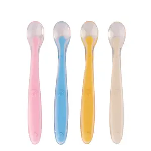 Food Grade Baby Feeding Set Soft Bent Spoon Silicone Baby Spoon