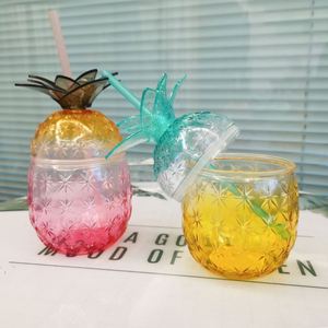 Gobelets en plastique en forme d'ananas de 7 pouces avec couvercle et paille, 18 oz, pour fête à thème Tiki Aloha Flamingo Moana - Product Image 2