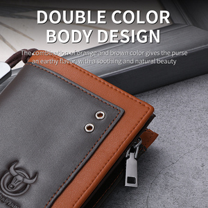 BULLCAPTAIN Men Retro Genuine Leather <b>Long</b> <b>Wallet</b> with RFID Blocking Large Capacity Zipper Closure for Unisex Casual Use - Product Image 3