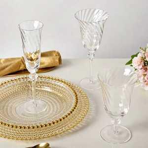 Thiết kế quang học trong suốt tinh thể thủy tinh màu đỏ rượu vang thủy tinh rượu sâm banh ly cocktail ly thủy tinh cho tiệc cưới - Product Image 5