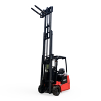 Chariot élévateur électrique contrepoids à 3 roues de 2 tonnes avec fourches forgées et pneus pleins, chariot élévateur compact pour la manutention de matériaux en entrepôt