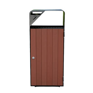 Mobilier d'extérieur Grande poubelle en bois Poubelle extérieure pour jardin, rue Poubelle de recyclage Poubelle de parc public avec <span class=keywords><strong>cendrier</strong></span> - Product Image 1