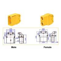 Amass XT90PW Connecteur Horizontal 4.5mm Laiton Or Banane Bullet Plug Mâle Femelle pour RC Lipo Battery PCB Board Parts