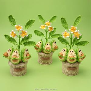 Decoración para Mesa de Hogar, Regalo, Flores Artificiales, Planta de Aguacate Tejida a Mano con Hilo de Ganchillo - Product Image 1