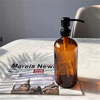 Bouteille de savon en verre personnalisée de 500 ml avec pompe à lotion, impression sérigraphique recyclée, distributeur de savon liquide plat, emballée dans une boîte