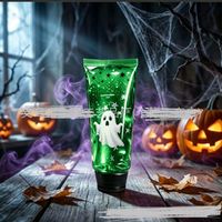 Jouet Squishy Créatif et Amusant en Forme de Dent de Dentifrice pour Halloween, Balle à Presser Fantôme Scintillante en Maltose pour la Relaxation sur Bureau, Jouets Anti-Stress en Gros