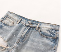Shorts en jean pour hommes, taille plus, style vintage, délavé, avec franges, déchirures, style baggy