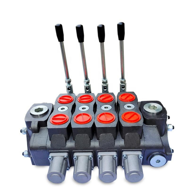 SD25 Hydraulic 4 Spool Hydraulic Distributor Directional Sectional Manual Lever Control Valve