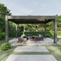 Pergola Bioclimatique Motorisée en Aluminium Naturel Écologique pour Balcon de Piscine, Conception Côté Piscine, Fournisseur OEM, IP67