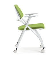 Chaise de formation moderne en tissu GS-G1795C, design triangulaire, pliable, gain de place, facile à déplacer avec des roulettes pour l'école, la salle, l'hôtel