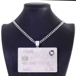 Unisex <b>Custom</b> Iced Card Pendant 925 Sterling Silver Cut Moissanite Hip Hop Bold Luxury <b>Necklace</b> Fashion Jewelry - Product Image 1