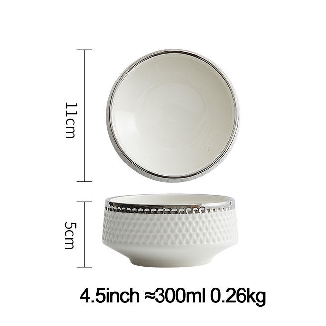 4,5 pouces bol blanc brillant wtih sliver jante