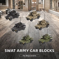 Kits de construction de voitures de l'armée SWAT, briques de combat, modèle de camion militaire, jouets, cadeaux, unisexe, plastique ABS, ensemble multi-pièces