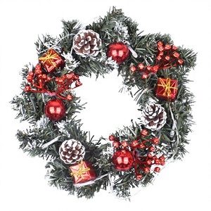 Eco-Friendly Artificial Christmas Garland Wreath with Decorative <b>Flowers</b> and Plants Indoor/Outdoor Party Decor Wall Hanging - Product Image 3