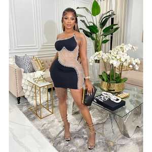 Vestido de lujo de marca famosa con bordado de diseñador para fiesta, club, moda femenina, vestido de gasa con cuello halter y falda. - Product Image 2